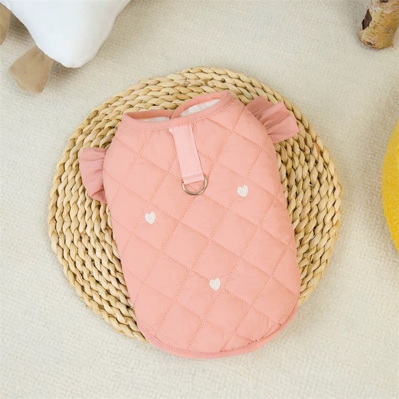 ♡【 K02預購 】愛心公主袖菱格鋪棉背心-細節圖2