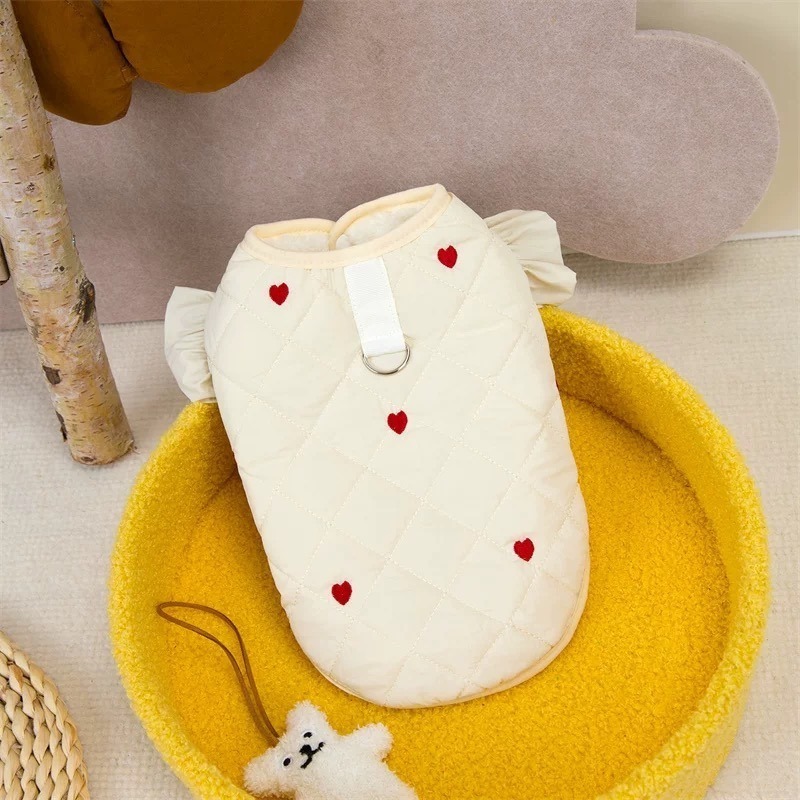 ♡【 K02預購 】愛心公主袖菱格鋪棉背心-細節圖3