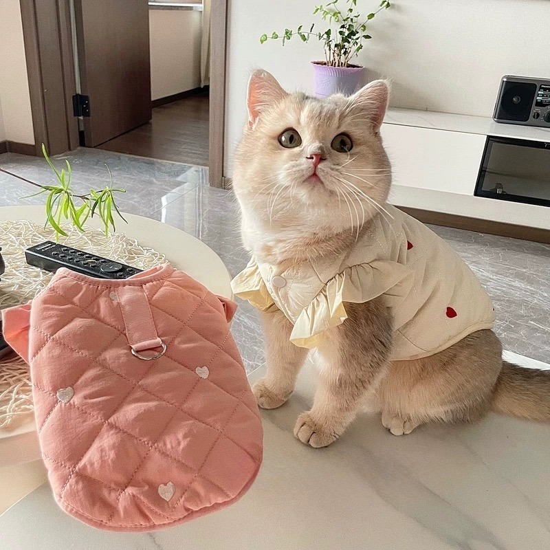 ♡【 K02預購 】愛心公主袖菱格鋪棉背心-細節圖4