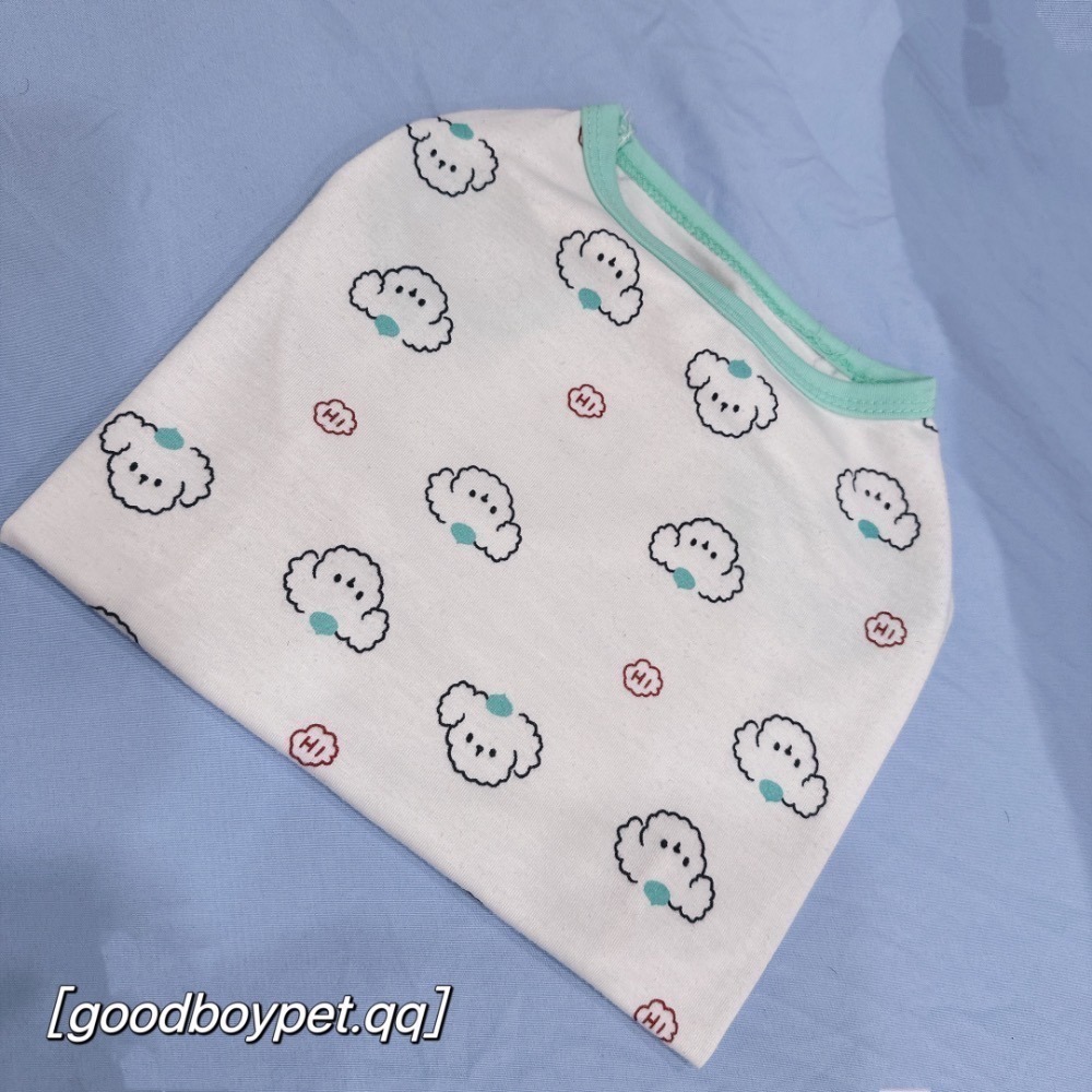 ♡【C32 預購 】QQ小狗綠色背心 春夏新款 春夏寵物褲裝 貓咪衣服 狗狗衣服 寵物衣服 寵物服飾-細節圖2