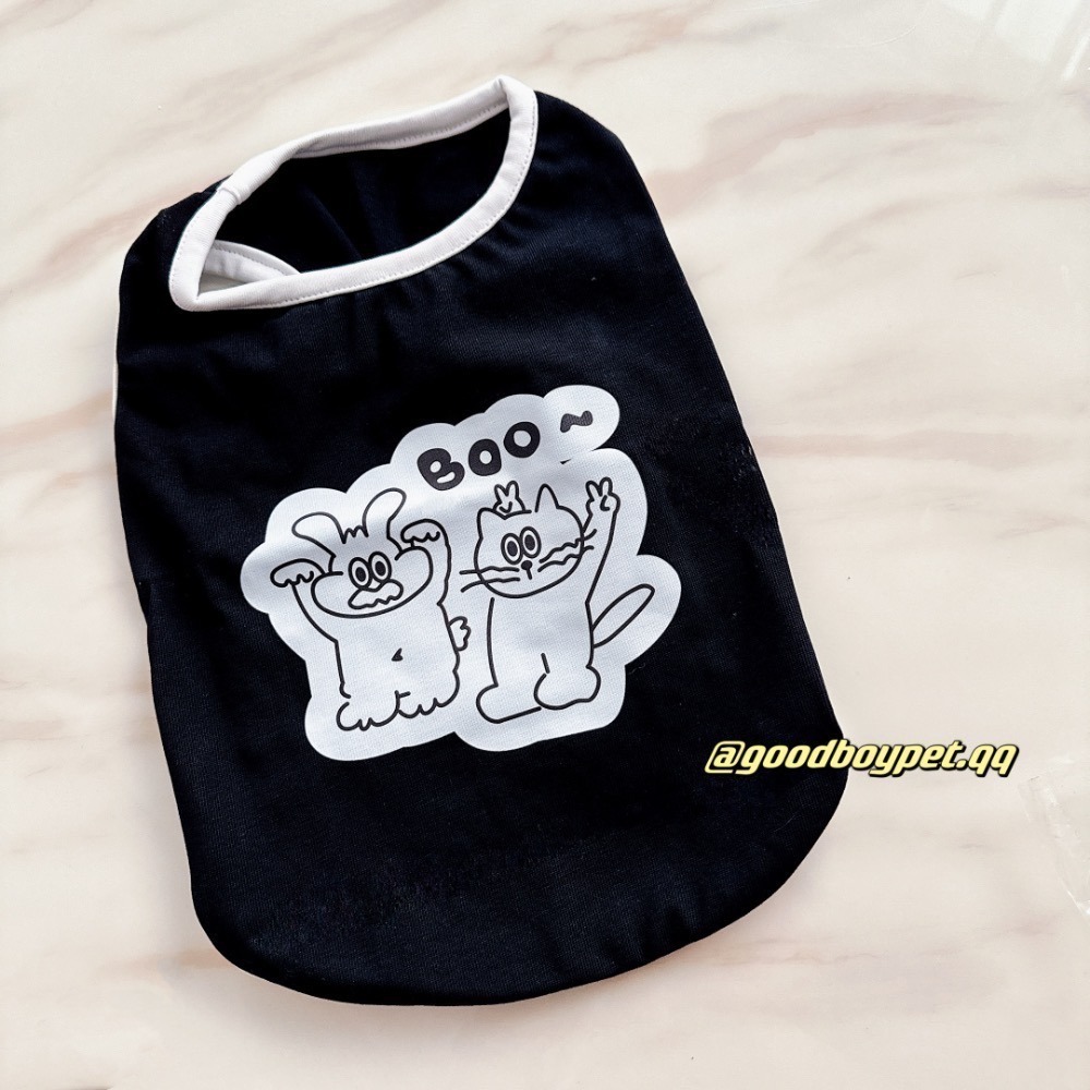 ♡【 C34 預購 】高訂款 BOO兔兔貓咪喀嚓印花背心 春夏新款  貓咪衣服 寵物衣服 寵物服飾-細節圖3