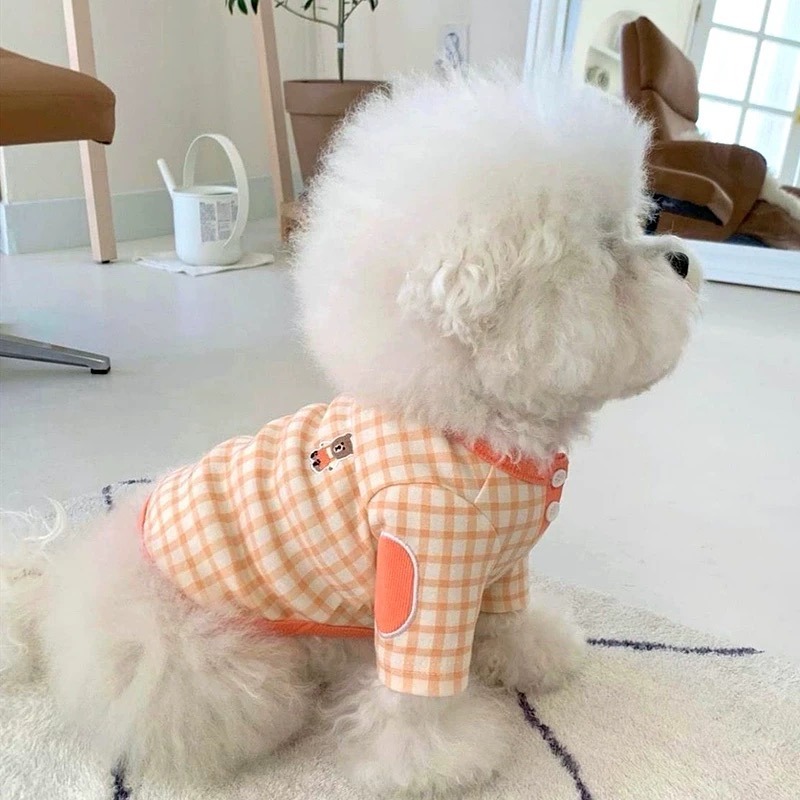 ♡【 L47 預購 】 彩色格子小熊刺繡兩腳衣-細節圖5