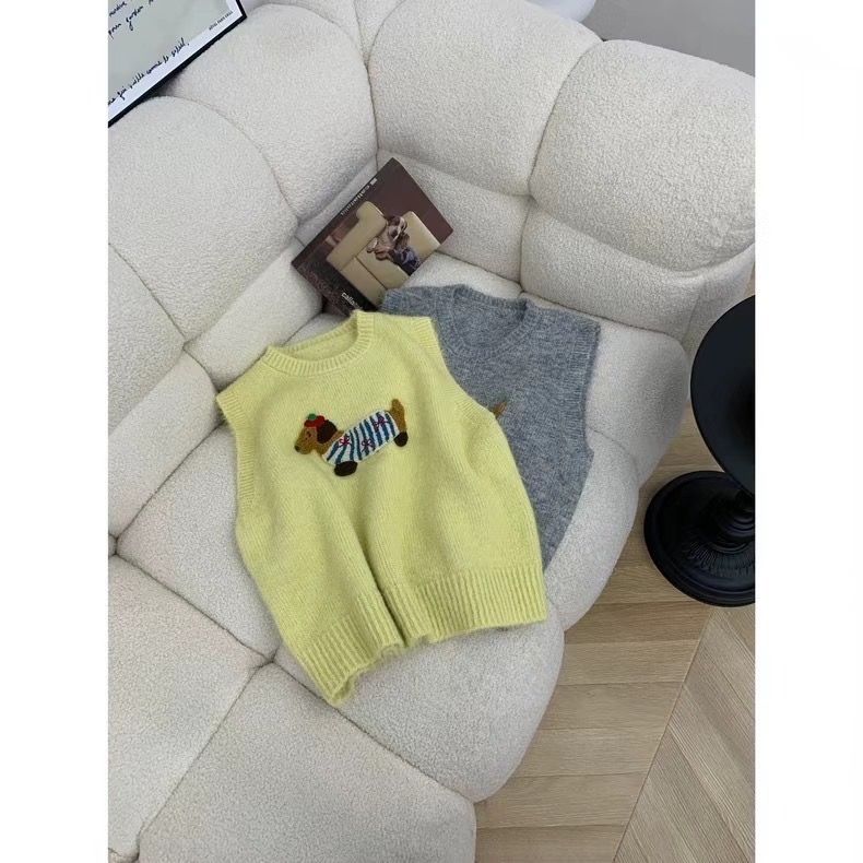 ♡【 H53 預購 】蝴蝶結線條小臘腸毛絨軟糯背心 寵物親子裝 大人款-細節圖5