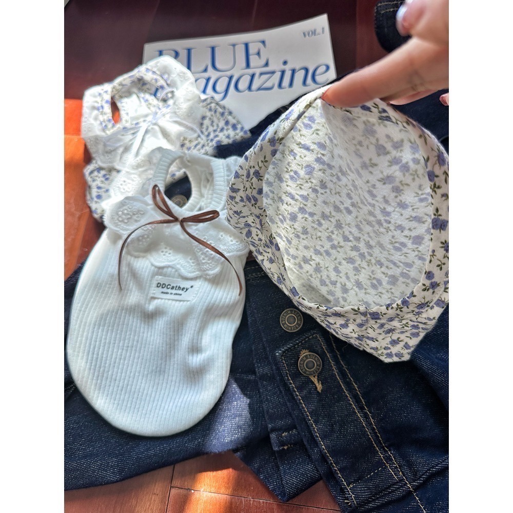 ♡【F22 預購】高訂款 碎花荷葉邊翻領蕾絲小背心 夏季背心 寵物背心 高級感 貓咪背心 狗狗夏天-細節圖3