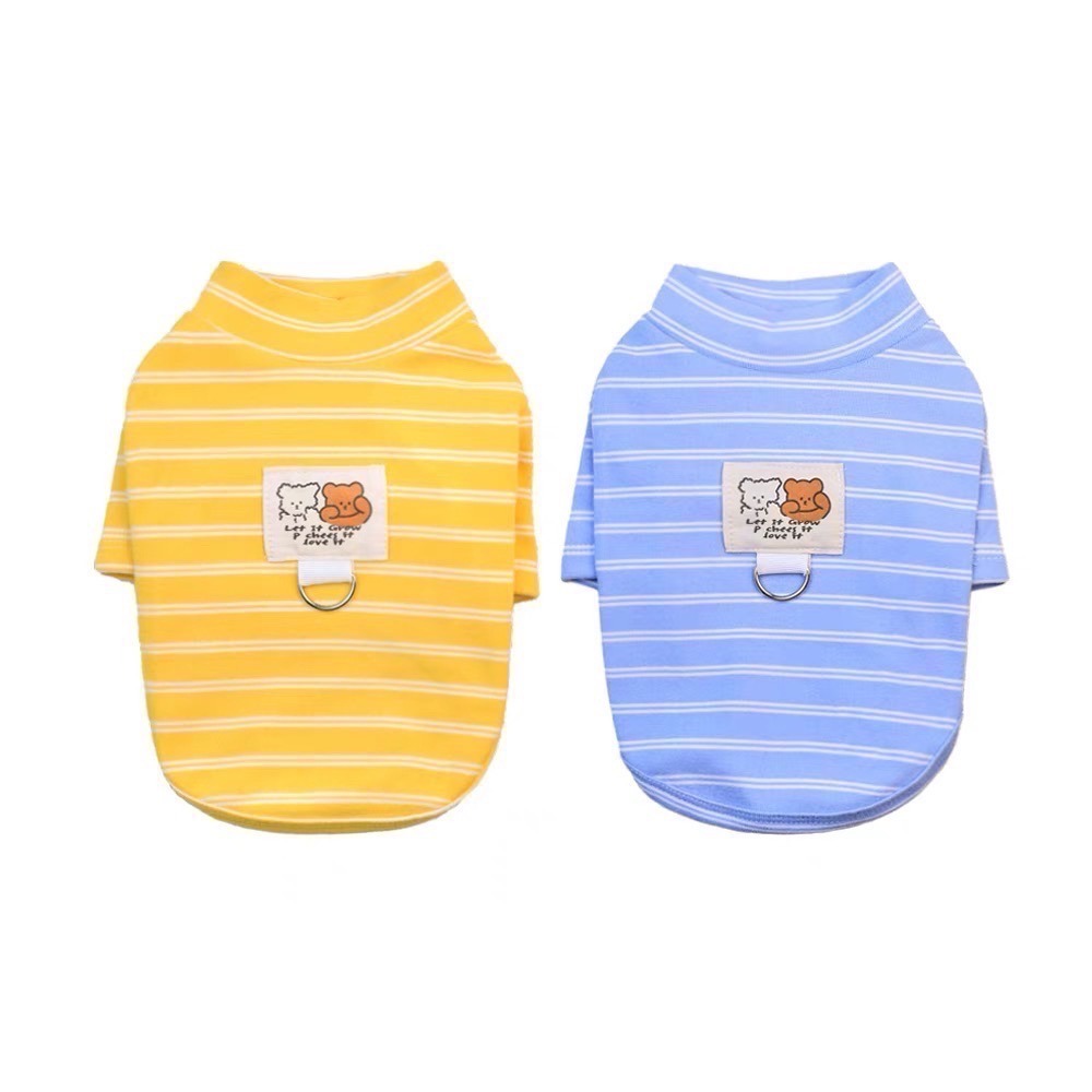 ♡【 G29 預購 】 黃藍條紋小熊小狗貼布高領寵物衣服-細節圖5
