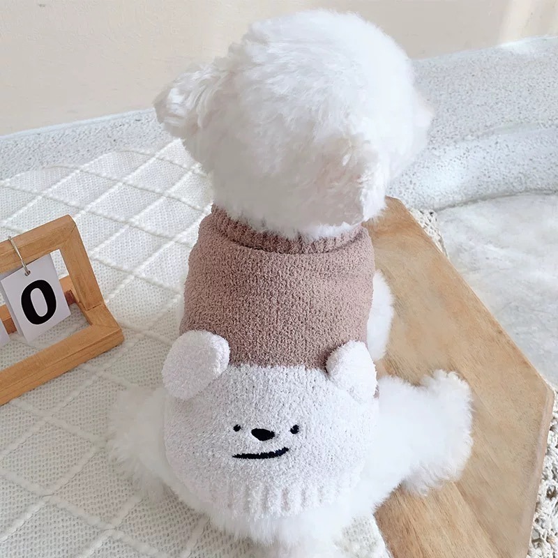 ♡【G34 預購 】軟糯毛毛小熊pp耳朵保暖寵物背心-細節圖3