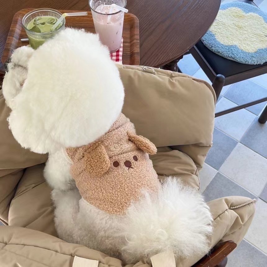 ♡【G46 預購 】 可愛Q毛立體小狗毛絨背心寵物背心-細節圖2