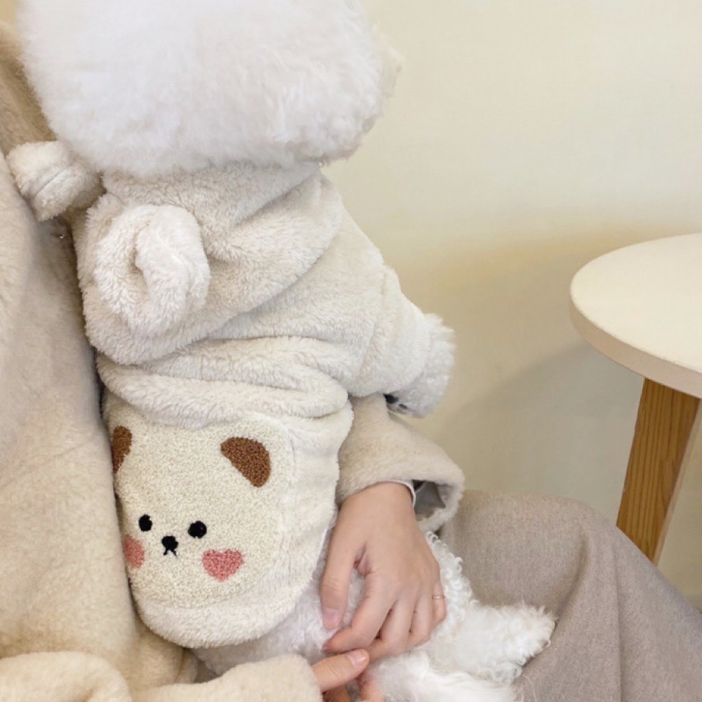 ♡【G53 預購 】立體愛心臉頰小熊耳朵連帽寵物衣服-細節圖2