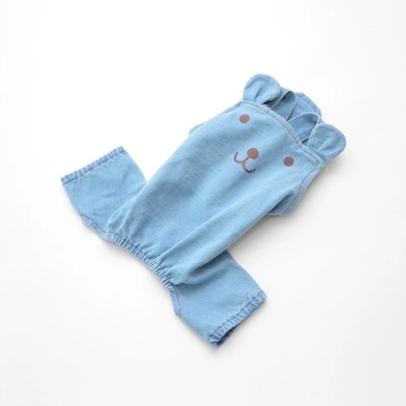 ♡【H07預購 】牛仔/純白小熊耳朵四腳背帶褲-細節圖4