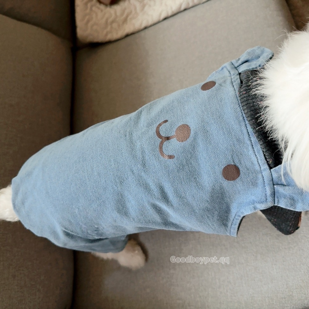 ♡【H07預購 】牛仔/純白小熊耳朵四腳背帶褲-細節圖8