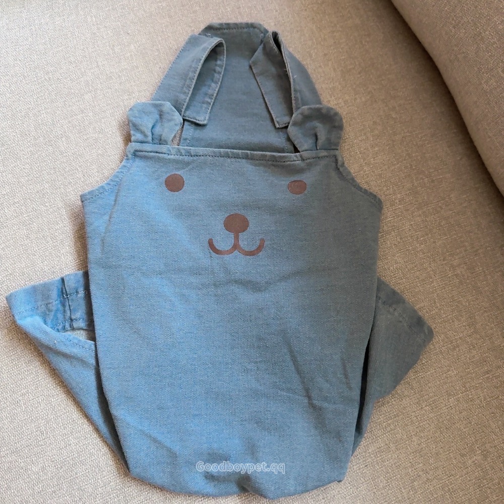 ♡【H07預購 】牛仔/純白小熊耳朵四腳背帶褲-細節圖9