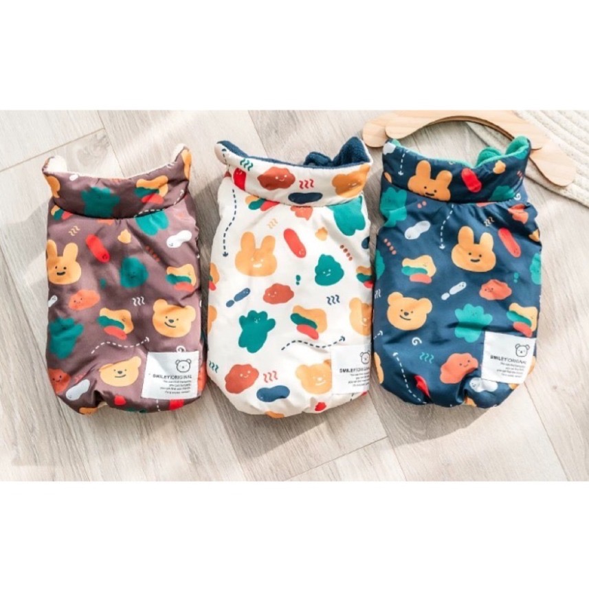 ♡【H24 預購】兔兔小熊塗鴉印花鋪棉背心-細節圖2