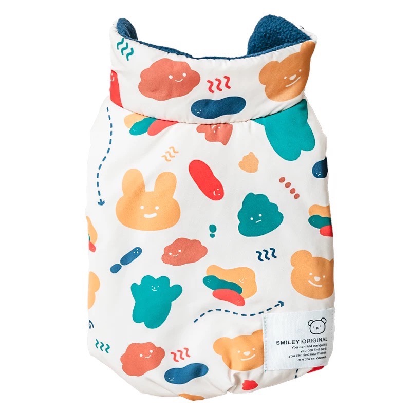 ♡【H24 預購】兔兔小熊塗鴉印花鋪棉背心-細節圖3