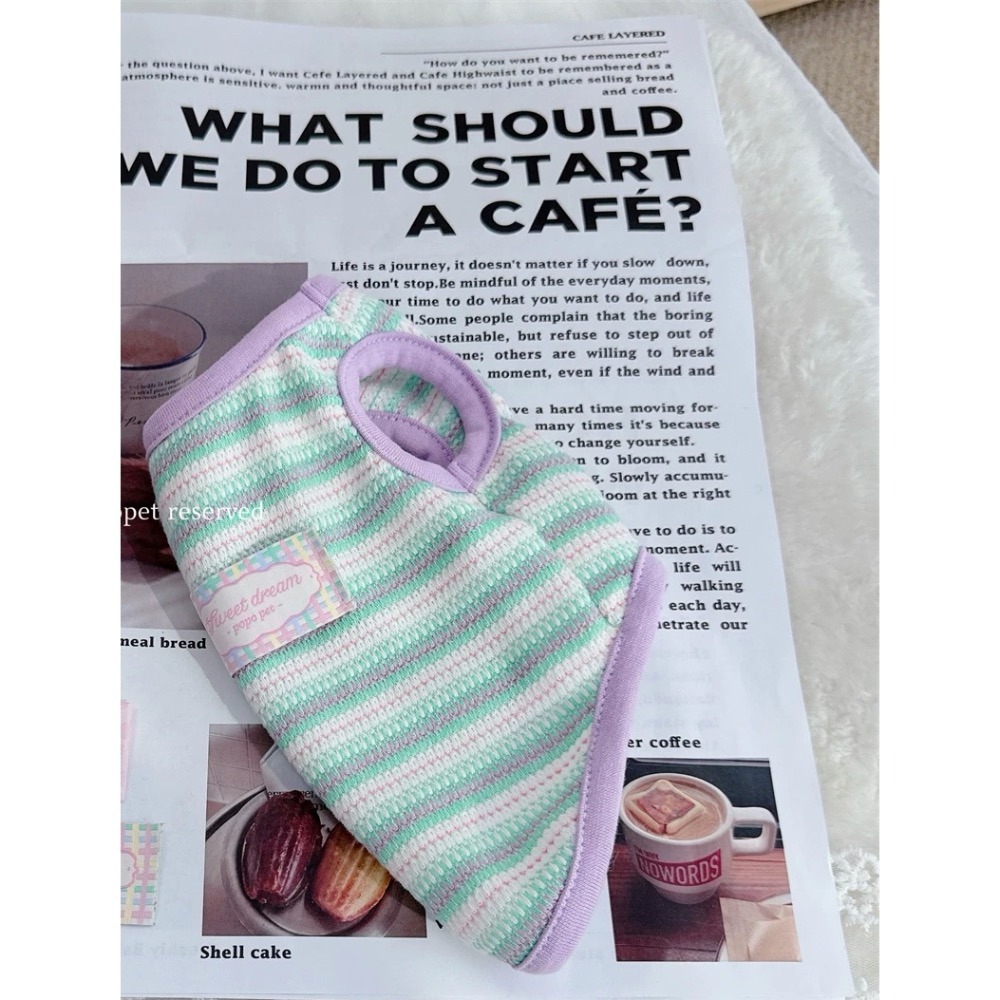 ♡【H26 預購】粉嫩色系彩條雲彩棉甜甜圈布標背心-細節圖2