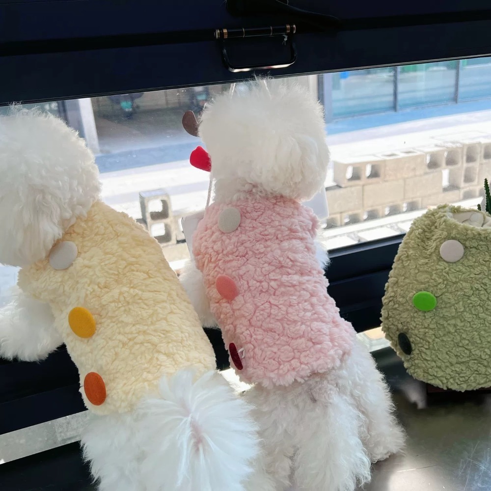 ♡【H27 預購】繽紛圓釦糖果色系毛絨背心-細節圖2