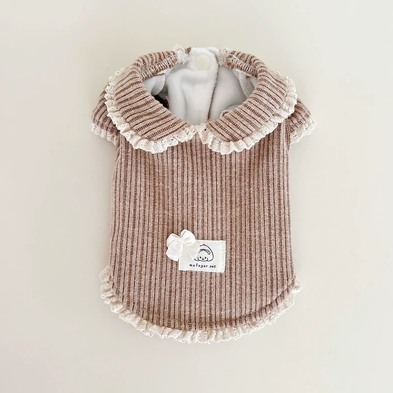 ♡【 K13 預購 】捲邊娃娃領鋪棉泡泡袖美拉德系列保暖衣-細節圖2