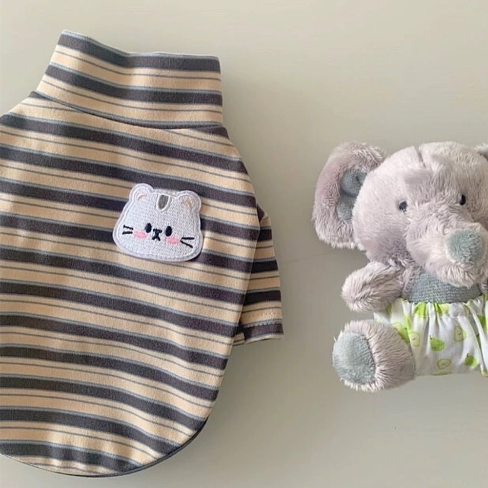 ♡【 L08 預購 】 動物家族布標復古條紋兩腳衣-細節圖2