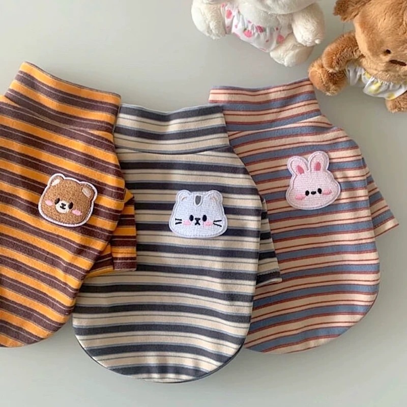 ♡【 L08 預購 】 動物家族布標復古條紋兩腳衣-細節圖3