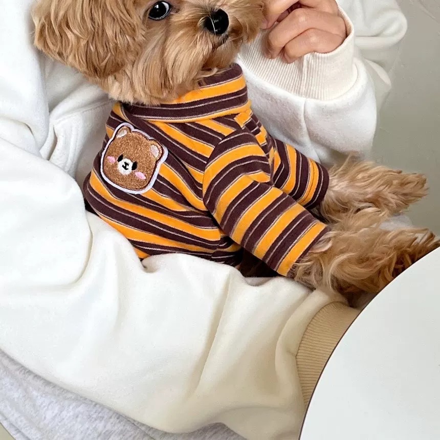 ♡【 L08 預購 】 動物家族布標復古條紋兩腳衣-細節圖9