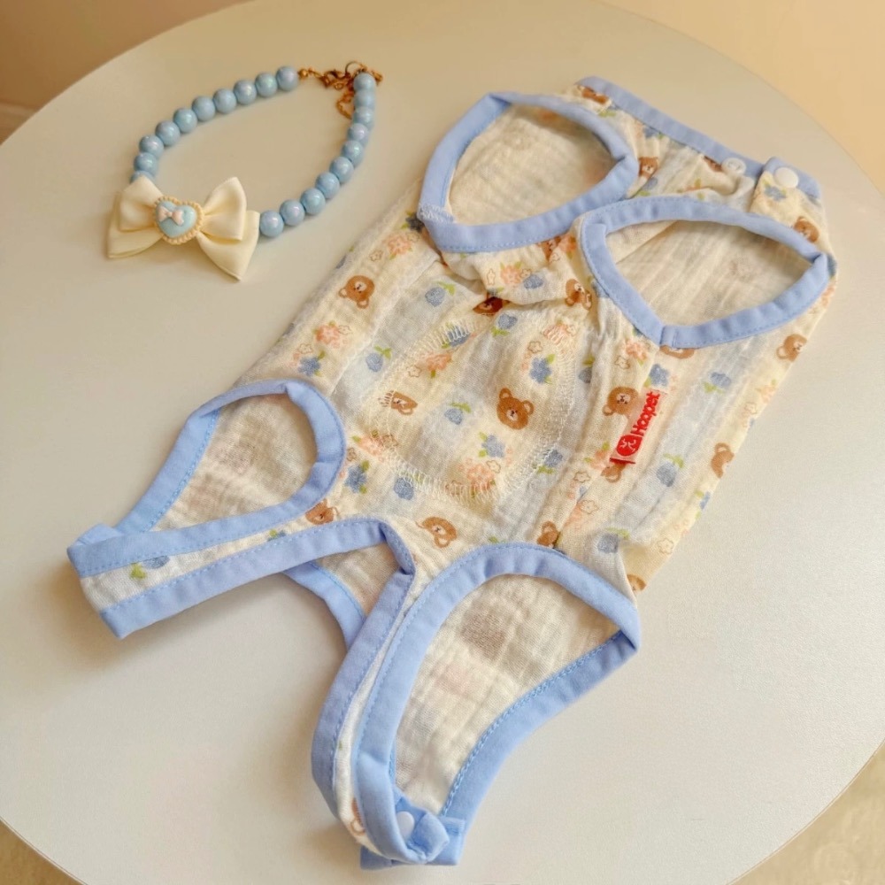 ♡【 L34 預購 】藍色小熊包肚衣-細節圖3