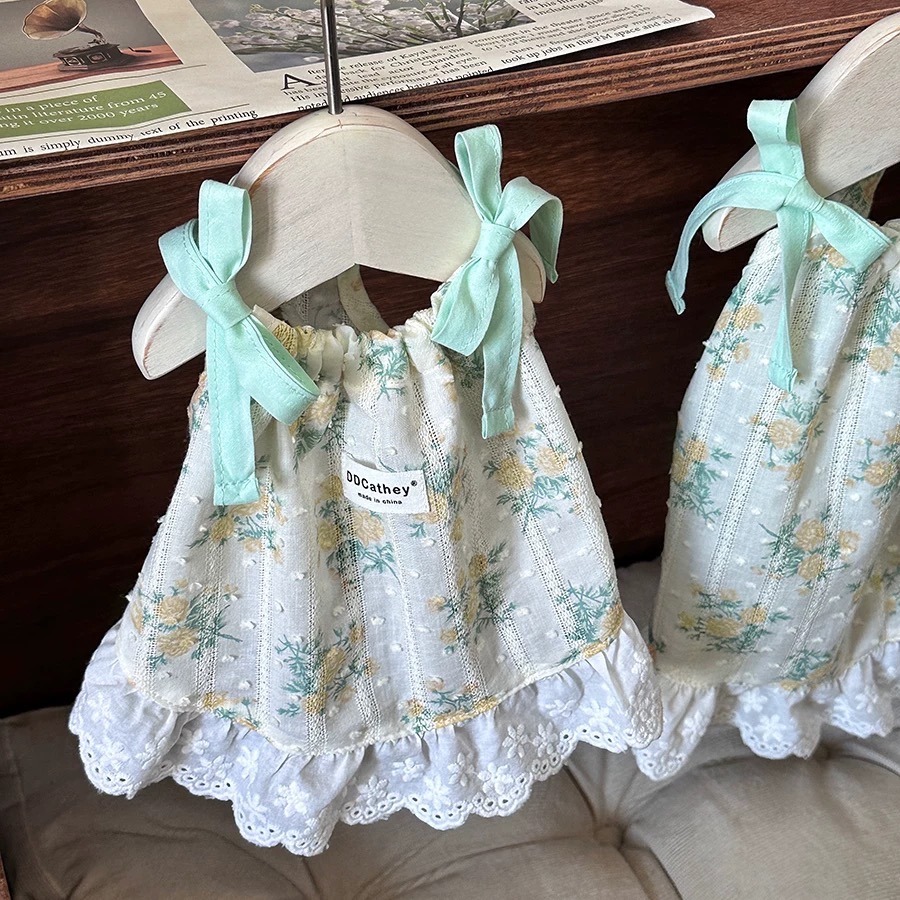 ♡【 L43 預購 】 輕薄透氣粉漾刺繡碎花綁帶洋裝-細節圖3