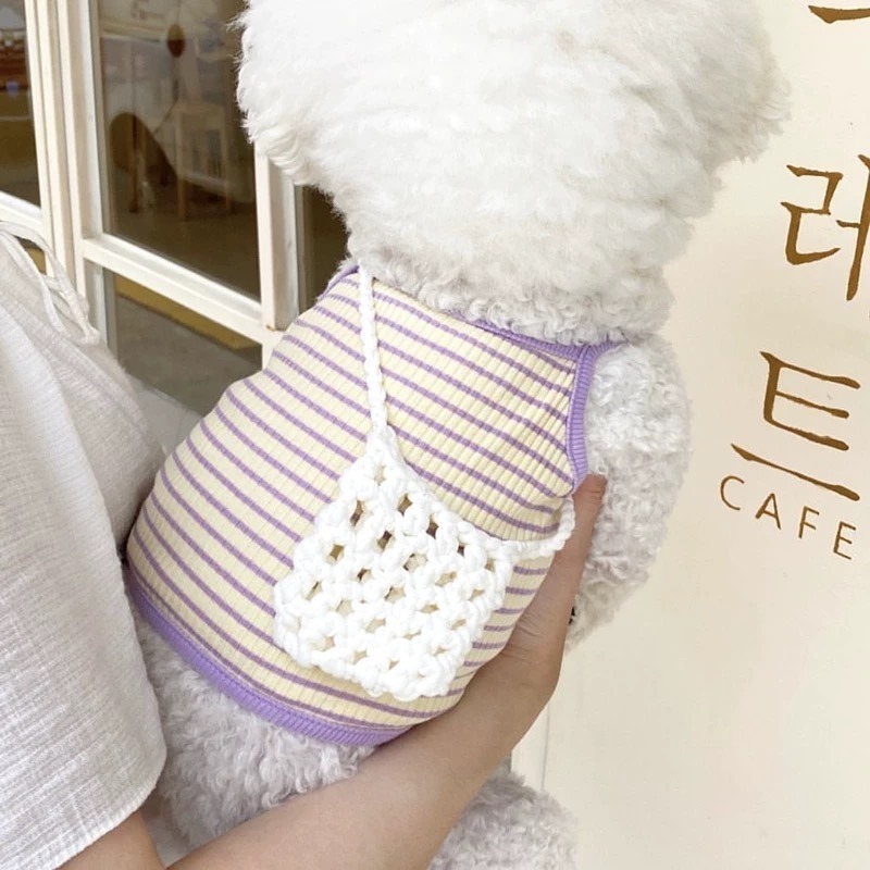 ♡【 L44 預購 】  針織薄料粉彩坑條條紋背心-細節圖2