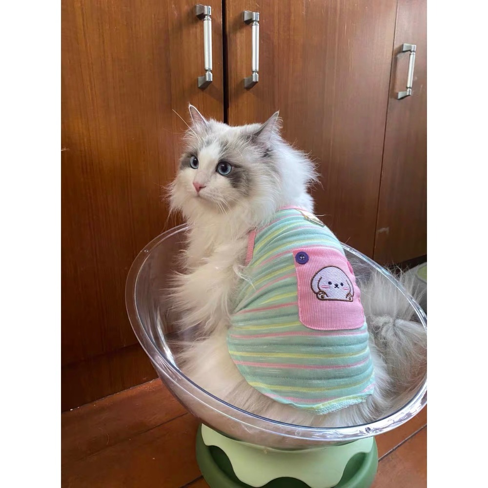 ♡【 L55 預購 】 口袋小狗波紋雲彩棉料背心 可牽繩-細節圖2