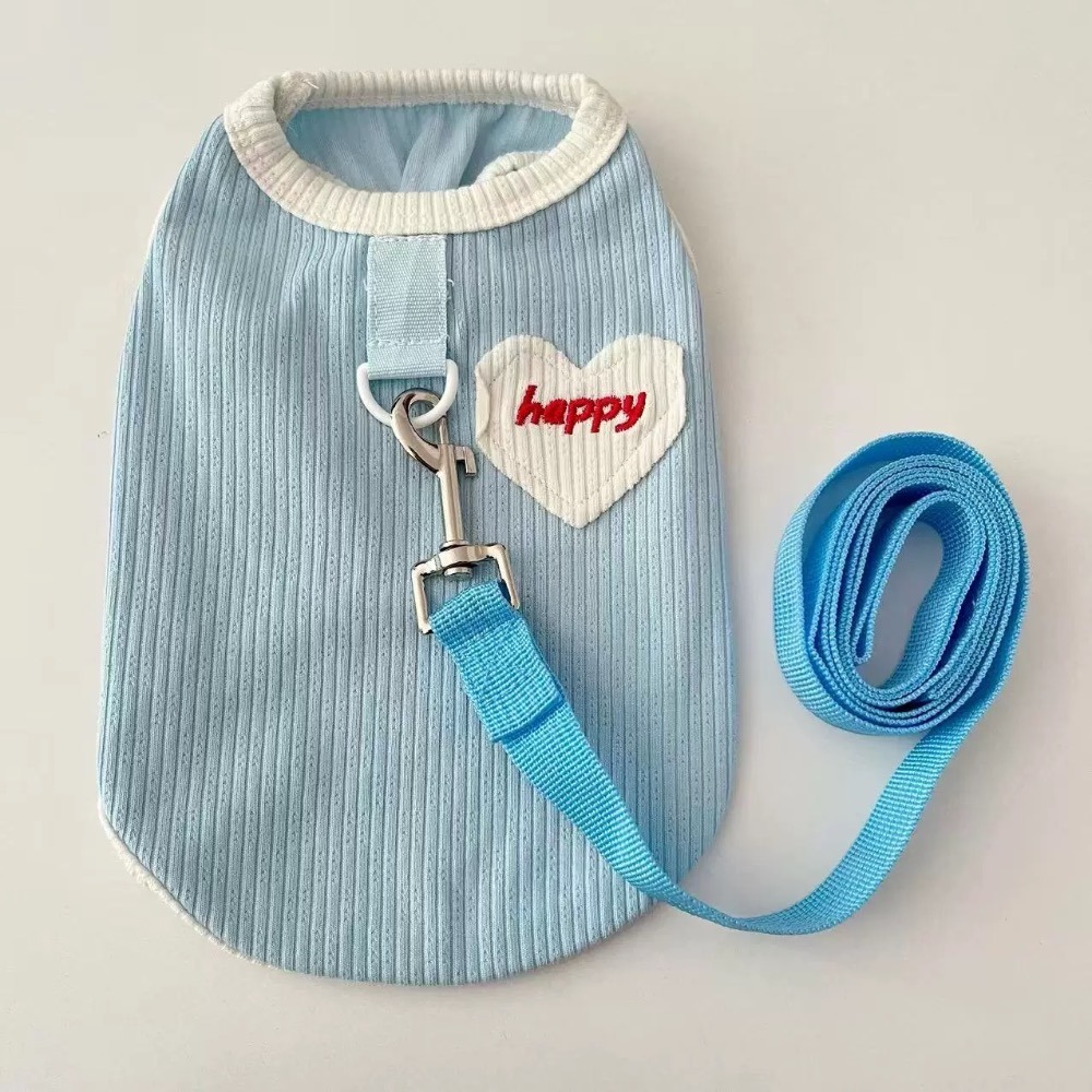 ♡【 L76 預購 】 HAPPY貼布坑條背心 可牽繩-細節圖3