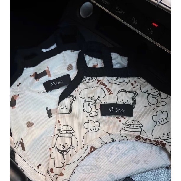 ♡【 L84 現貨+預購 】 麵包小狗/臘腸狗狗印花涼感衣 彈力大-細節圖6