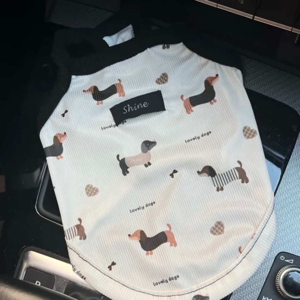 ♡【 L84 現貨+預購 】 麵包小狗/臘腸狗狗印花涼感衣 彈力大-細節圖7