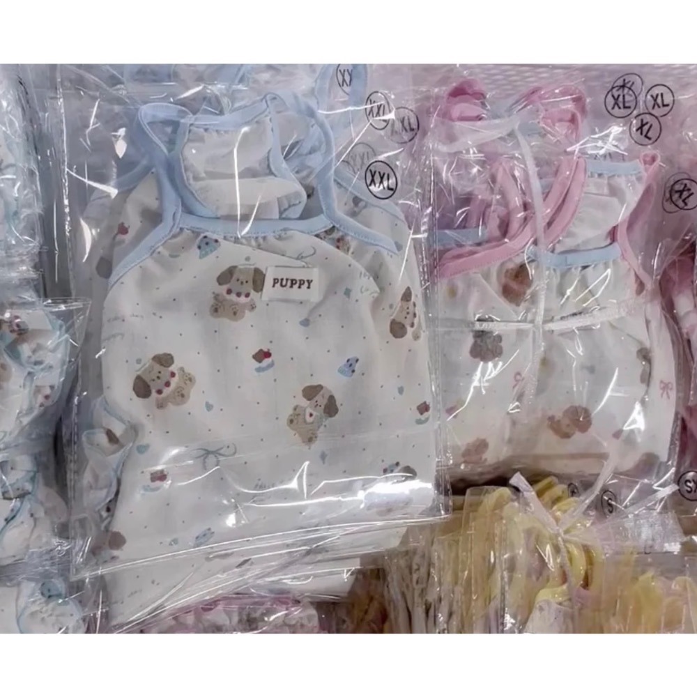 ♡【 L89 預購 】可愛狗勾PUPPY親膚印花泡泡裙-細節圖2