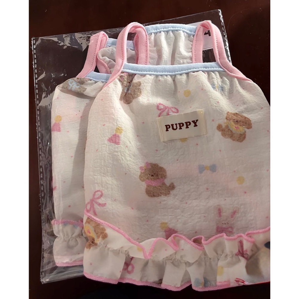 ♡【 L89 預購 】可愛狗勾PUPPY親膚印花泡泡裙-細節圖3