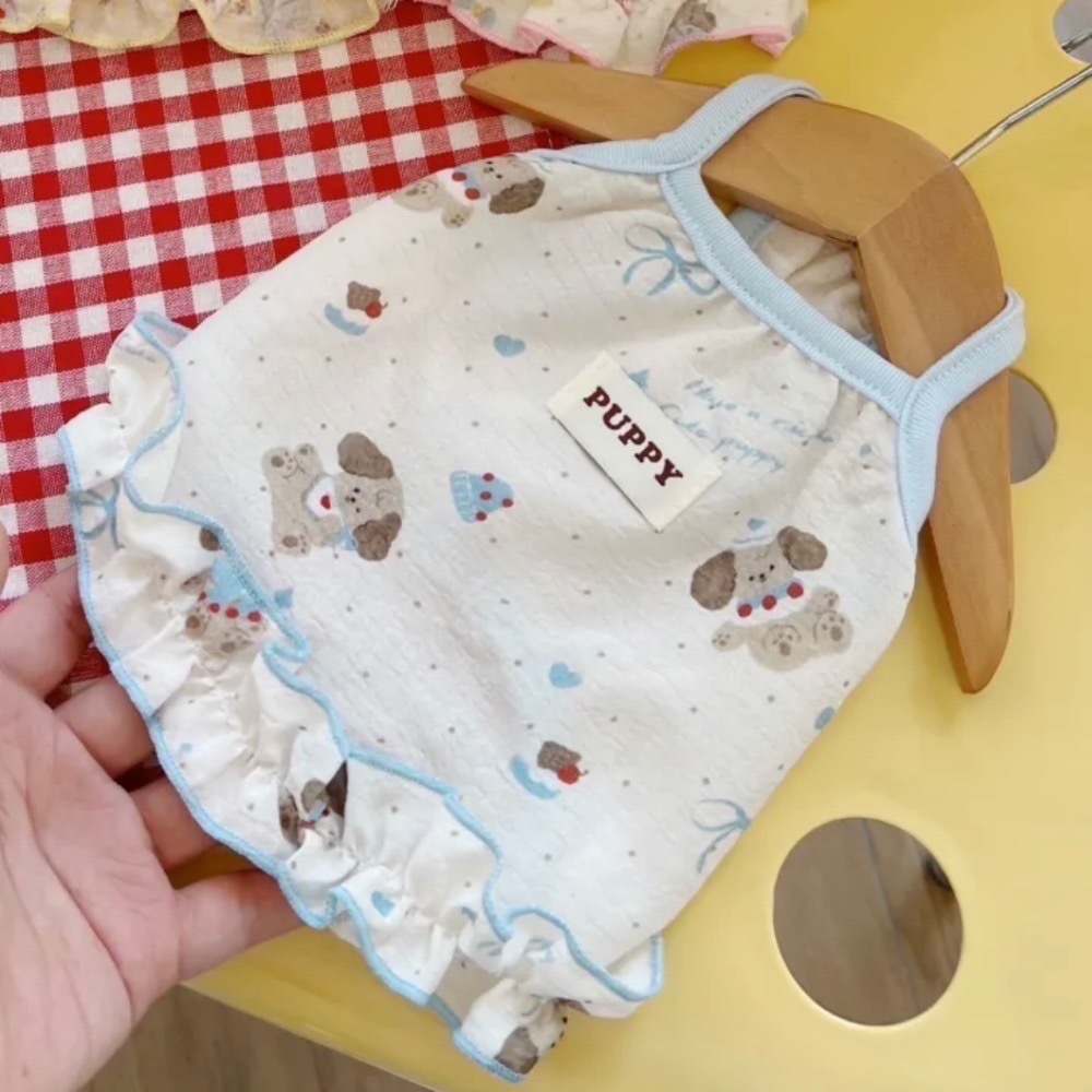 ♡【 L89 預購 】可愛狗勾PUPPY親膚印花泡泡裙-細節圖5