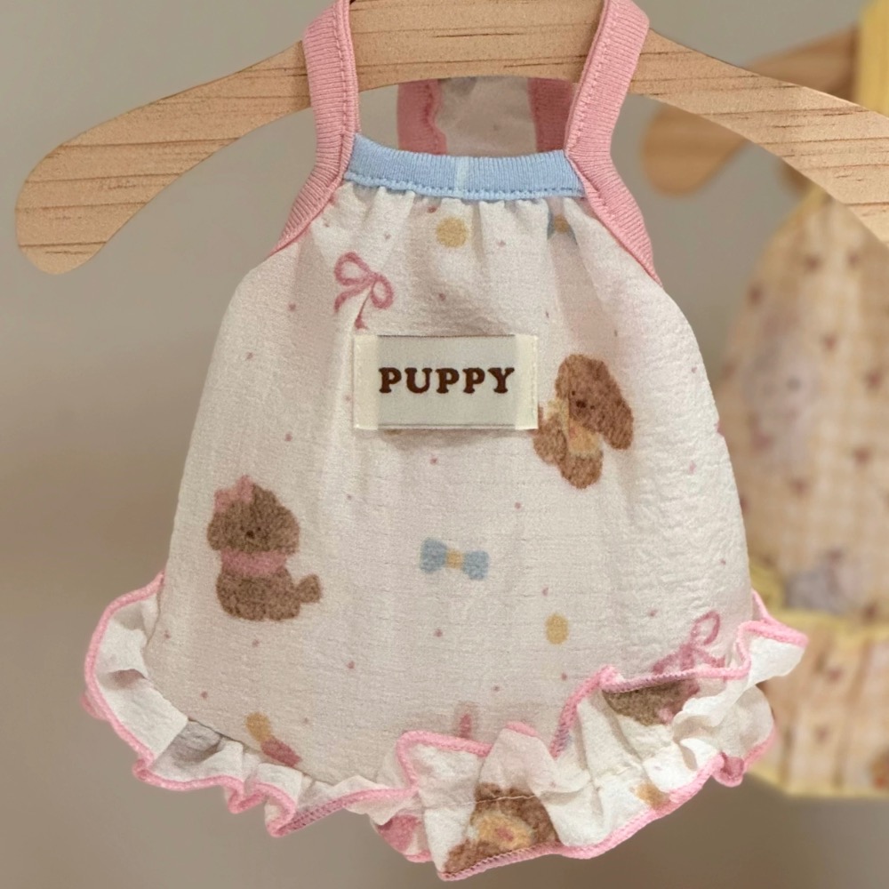 ♡【 L89 預購 】可愛狗勾PUPPY親膚印花泡泡裙-細節圖6