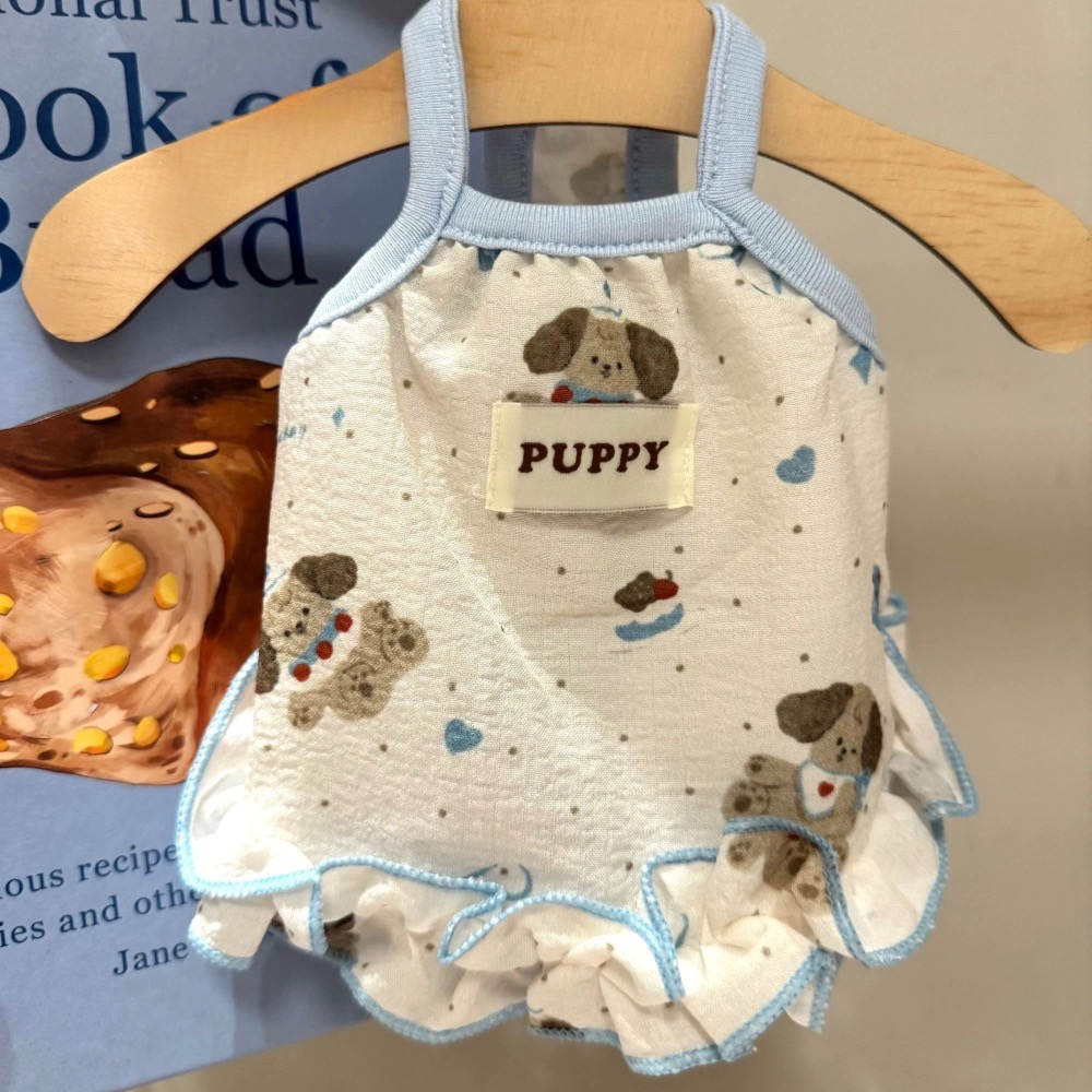 ♡【 L89 預購 】可愛狗勾PUPPY親膚印花泡泡裙-細節圖7