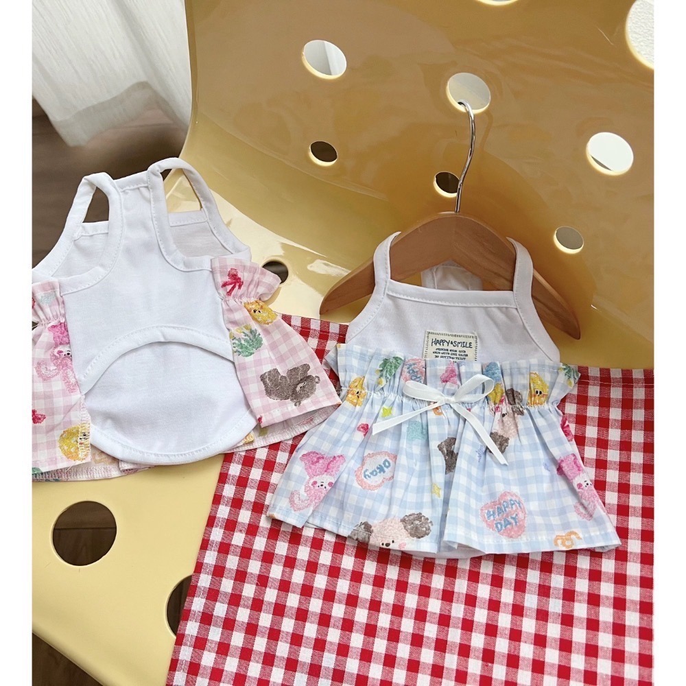 ♡【 L90 預購 】 塗鴉風兔兔假兩件背心裙-細節圖2