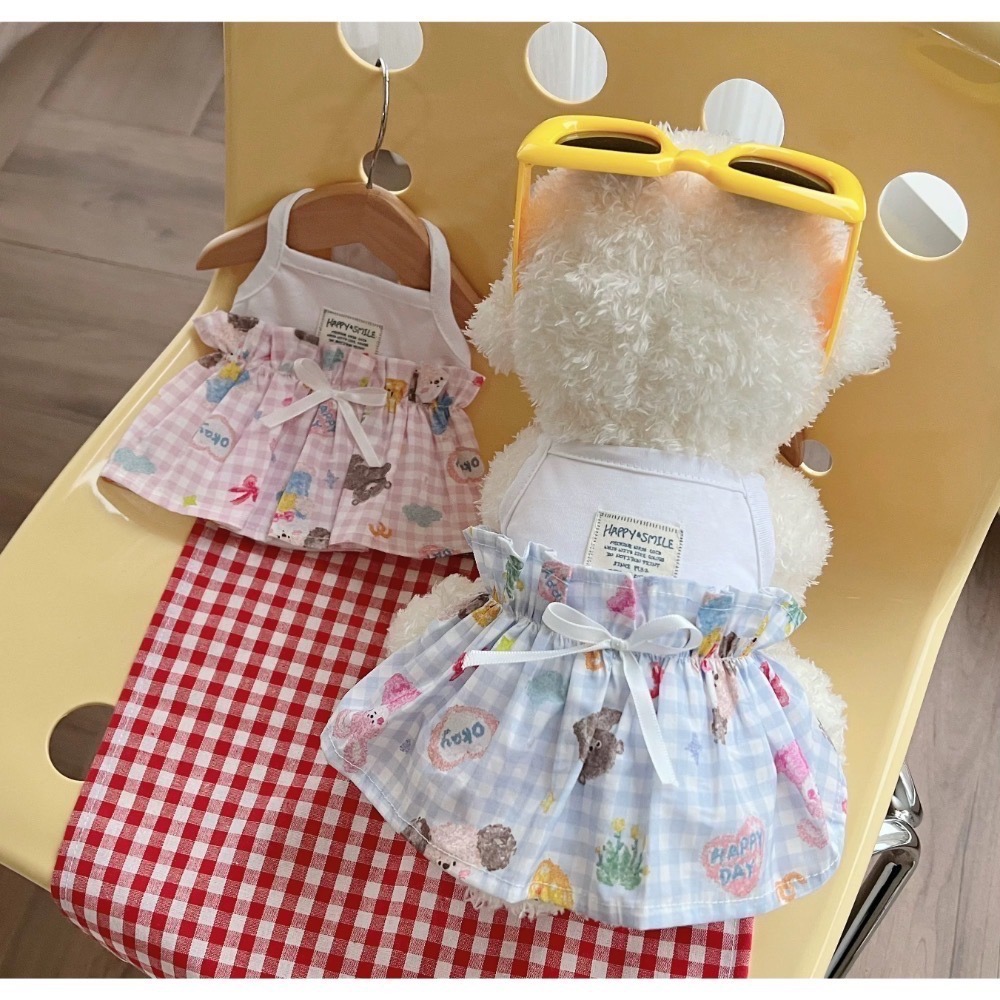 ♡【 L90 預購 】 塗鴉風兔兔假兩件背心裙-細節圖3