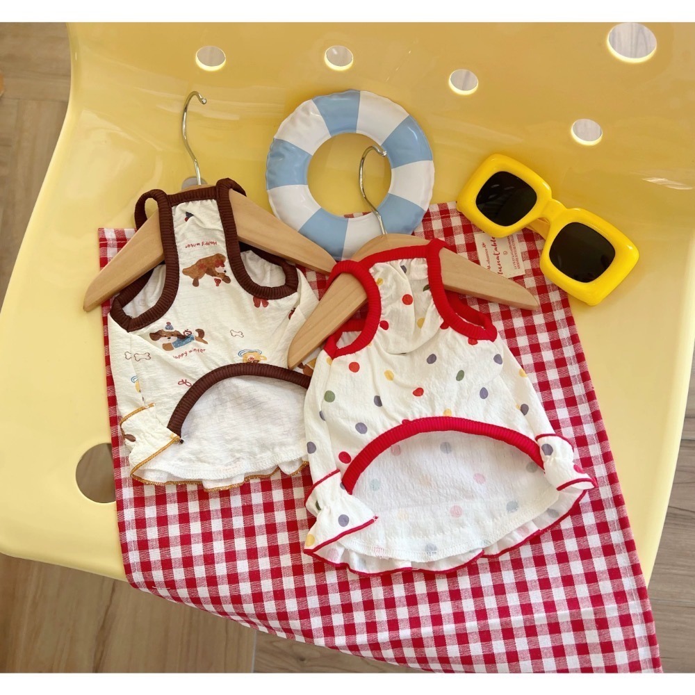 ♡【 L95 預購 】 PUPPY咖啡臘腸/點點款泡泡衣-細節圖2