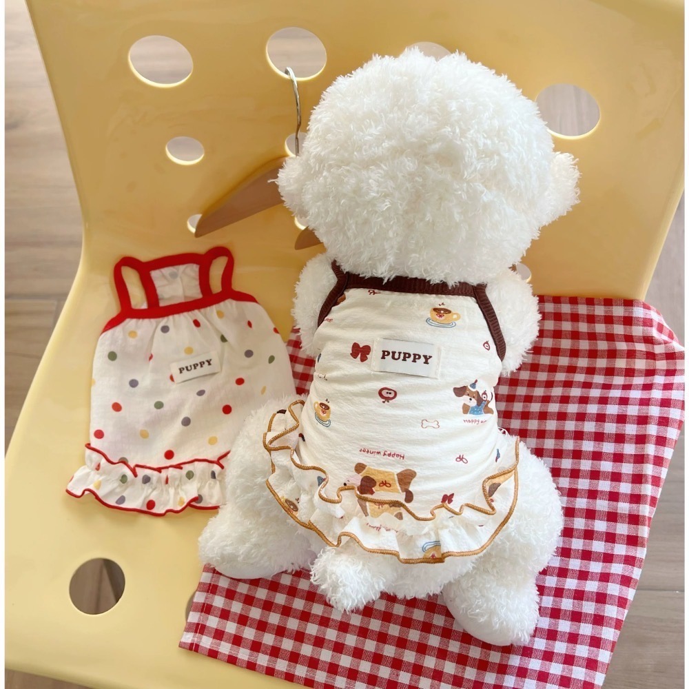 ♡【 L95 預購 】 PUPPY咖啡臘腸/點點款泡泡衣-細節圖3
