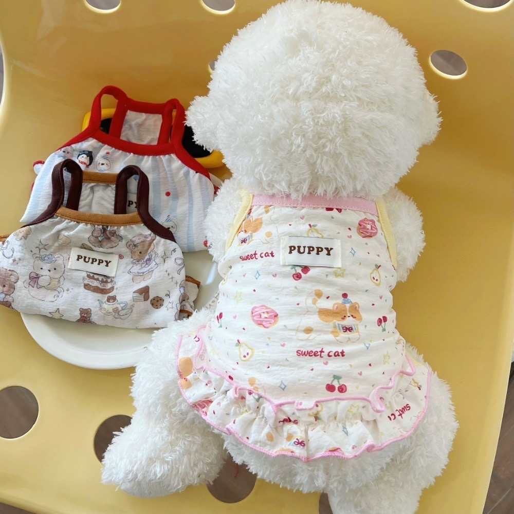 ♡【 L96 預購 】  紅藍條紋小企鵝/咖啡小熊蛋糕/柴柴櫻桃泡泡衣-細節圖6