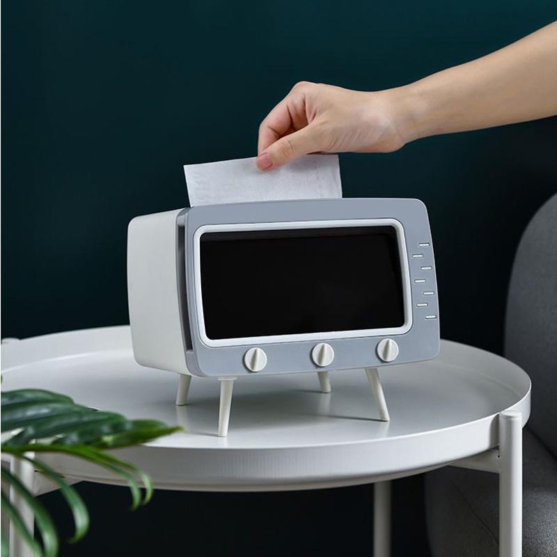 一本庄園 北歐風 復古桌面電視機造型紙巾盒 面紙盒 衛生紙盒-細節圖6