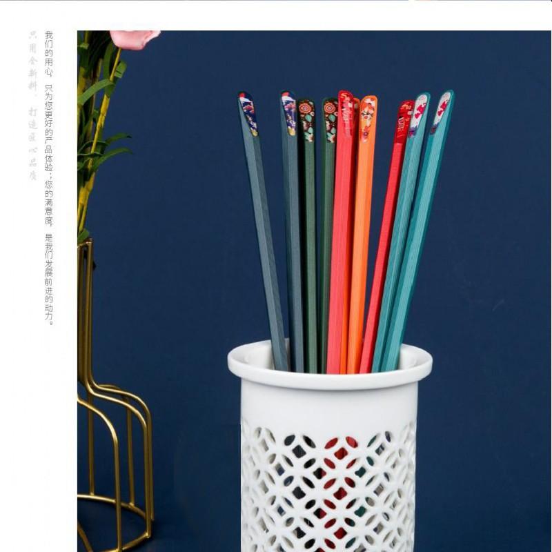 【現貨】日系手繪五色合金筷(一包5雙入)24cm頂級合金筷-細節圖6