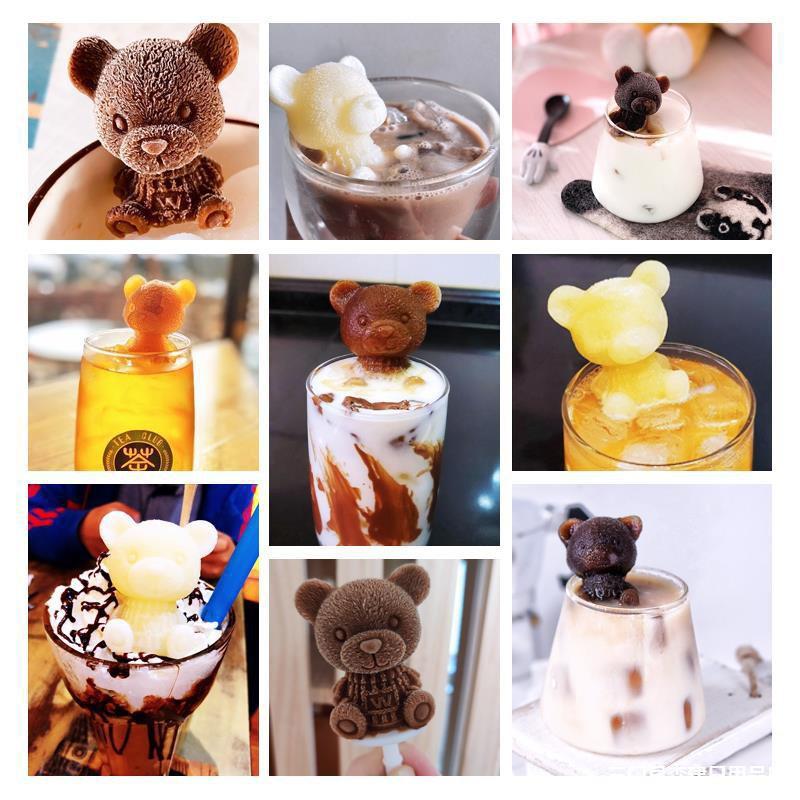 3D小熊冰塊磚模具 慕斯蛋糕矽膠模具 可樂咖啡奶茶冰模-細節圖7