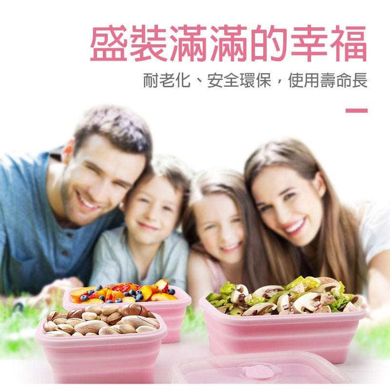 可伸縮矽膠折疊矽膠飯盒3件套 午餐盒便當盒耐高溫矽膠保鮮盒 雙色任選 折疊硅膠保鮮盒三件套-細節圖2