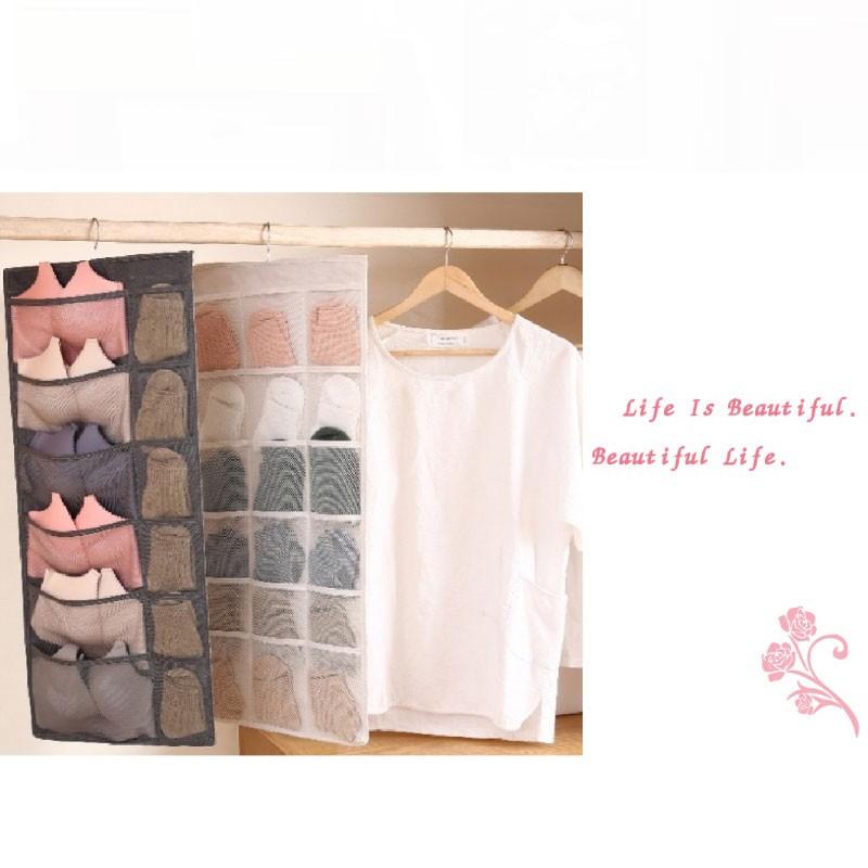 30格多用途雙面懸掛收納袋 學生宿舍內衣收納 內褲格子 衣櫃雙面收納掛袋 懸掛式收納袋 襪子收納袋 可水洗可折疊-細節圖3