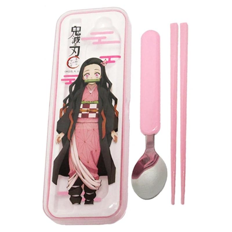 鬼滅之刃兒童餐具組 筷子湯匙 環保餐具組 炭治郎 禰豆子 兩款任選-細節圖4