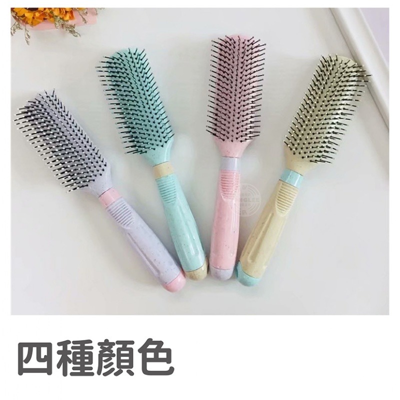 新款可愛馬卡龍色系麥秸稈捲髮梳 粗手柄易握造型梳美髮梳子 顏色隨機出貨-細節圖2