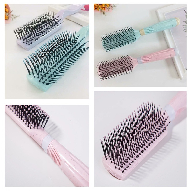 新款可愛馬卡龍色系麥秸稈捲髮梳 粗手柄易握造型梳美髮梳子 顏色隨機出貨-細節圖3