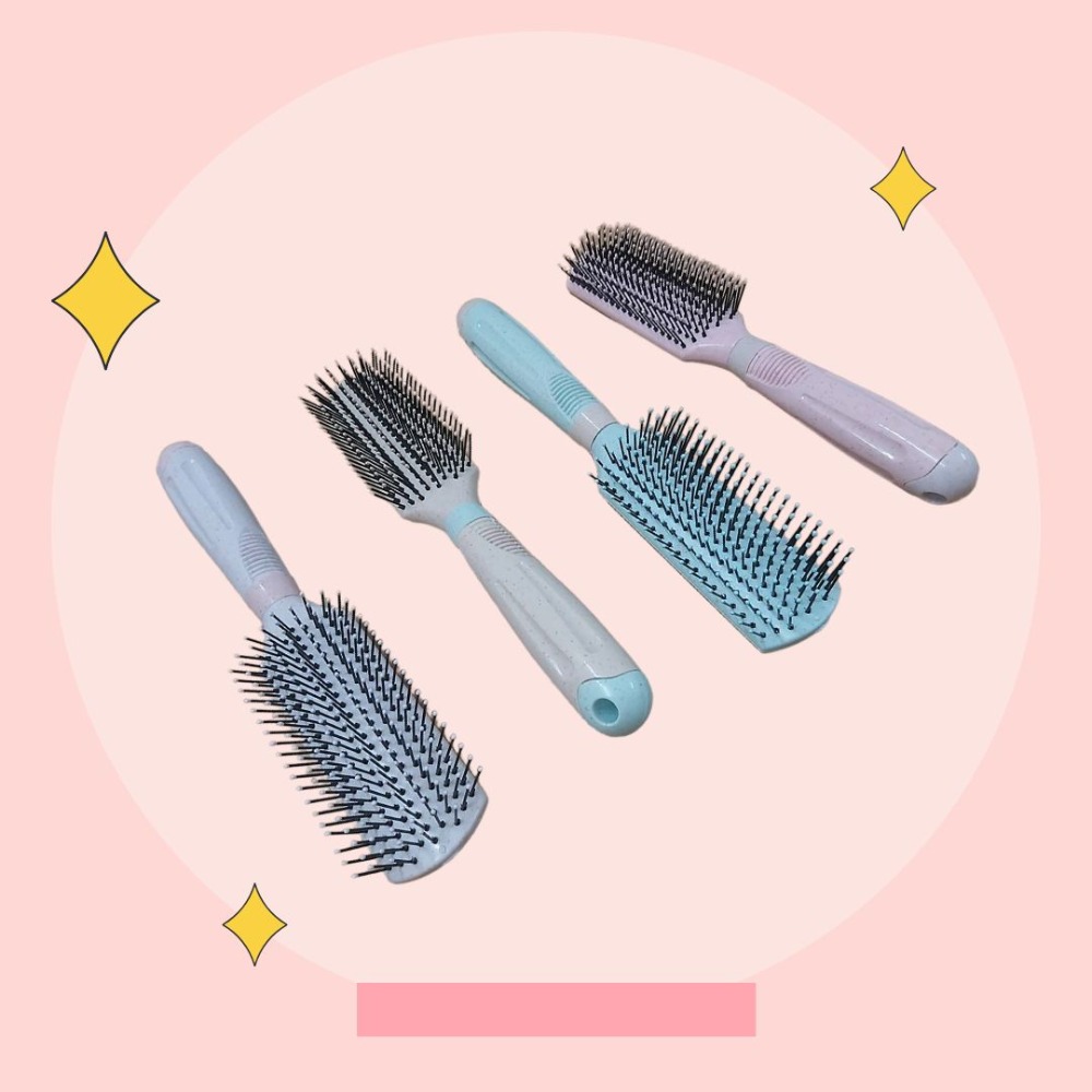 新款可愛馬卡龍色系麥秸稈捲髮梳 粗手柄易握造型梳美髮梳子 顏色隨機出貨-細節圖5