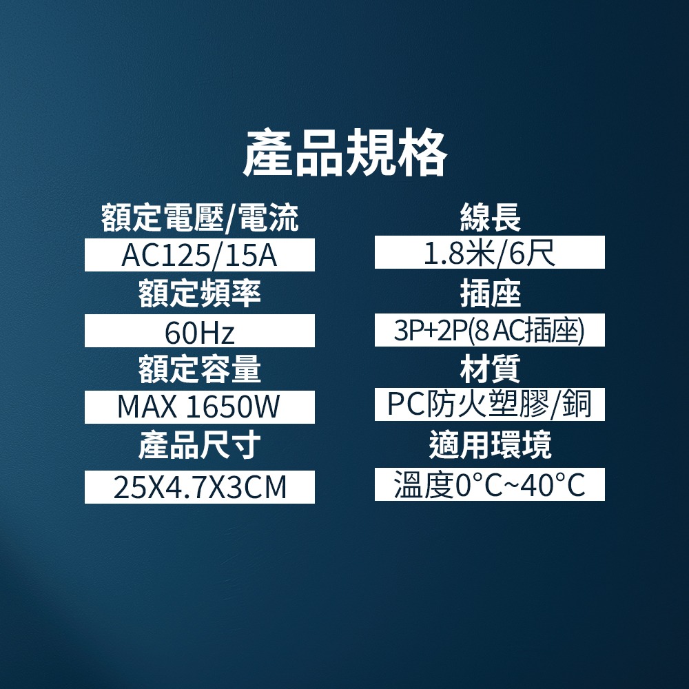 1.8M BSMI 認證延長線 五開八插 宿舍好物 過載保護 自動斷電 電源延長線LY-58506 利百代-細節圖8